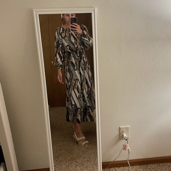 H&M snakeskin midi dress with synced waist - Picture 1 of 3